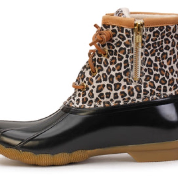 Sperry WOMEN'S SALTWATER WATERPROOF Leopard DUCK BOOT - Sz. 10 - Picture 5 of 12